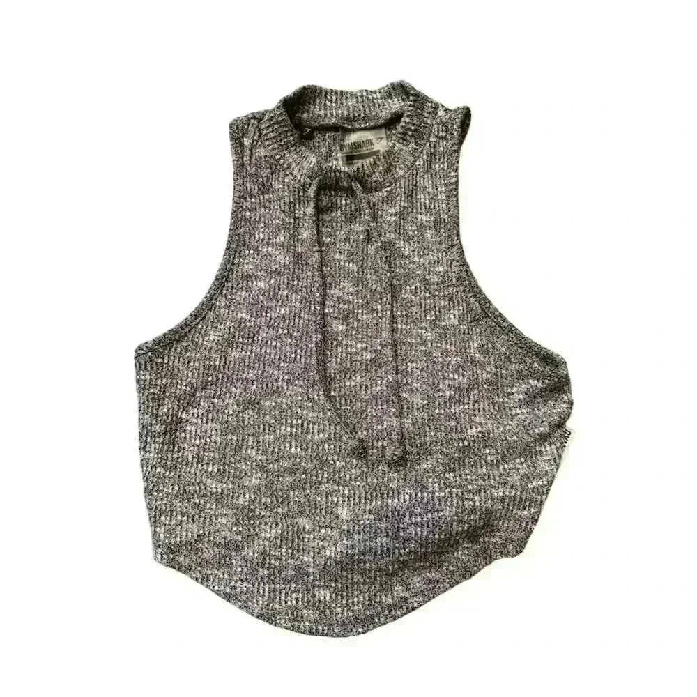 Gymshark Women's Sleeveless Knit Crop Tank Top Gray Size M